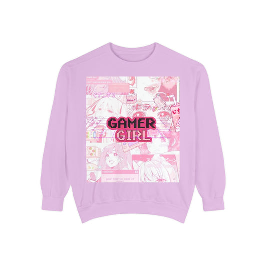 Unisex Gamer Luv Garment-Dyed Sweatshirt - 80% Cotton, 20% Polyester - Fabric